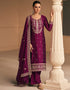 Designer Function Wear Heavy Salwar Suit Collection Purple Premium Silk Pant Straight Close-up View